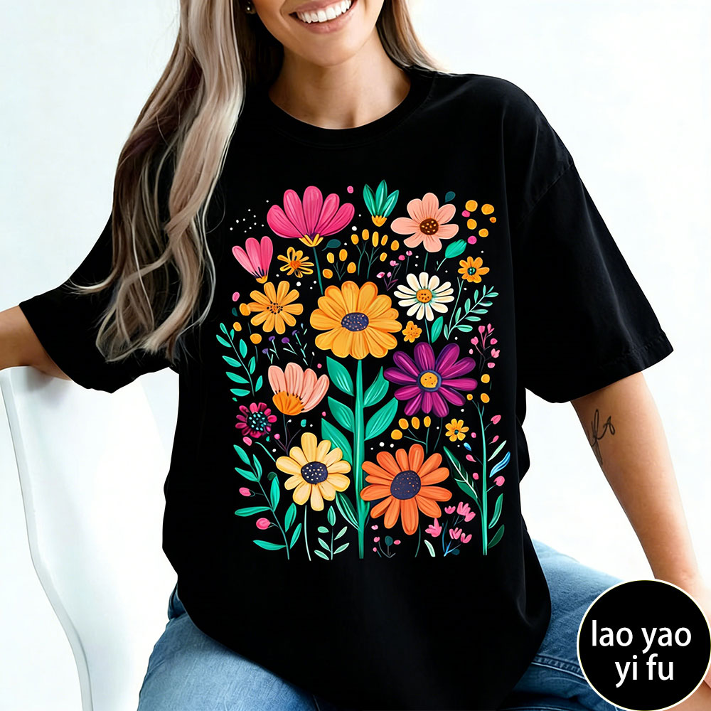Summer Clothing Vibes - Boho Summer Floral Women TShirt Retro
