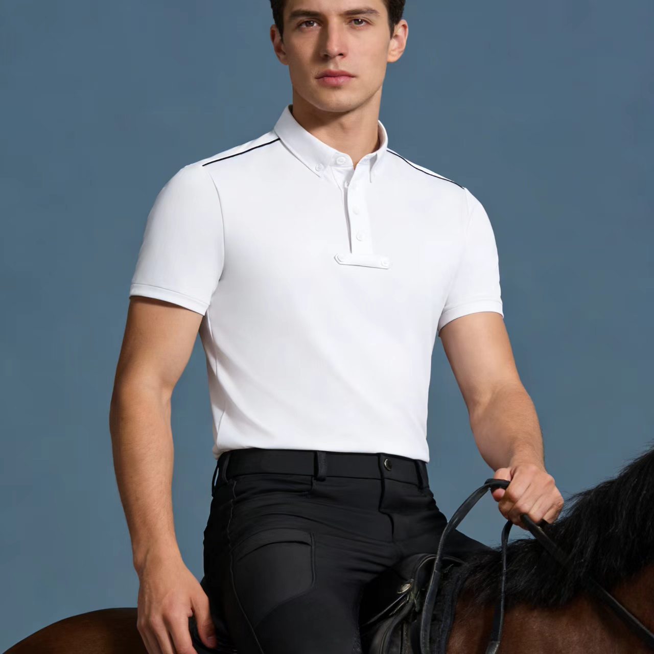 Summer Equestrian Clothing - Men's equestrian top knitted polo shirt