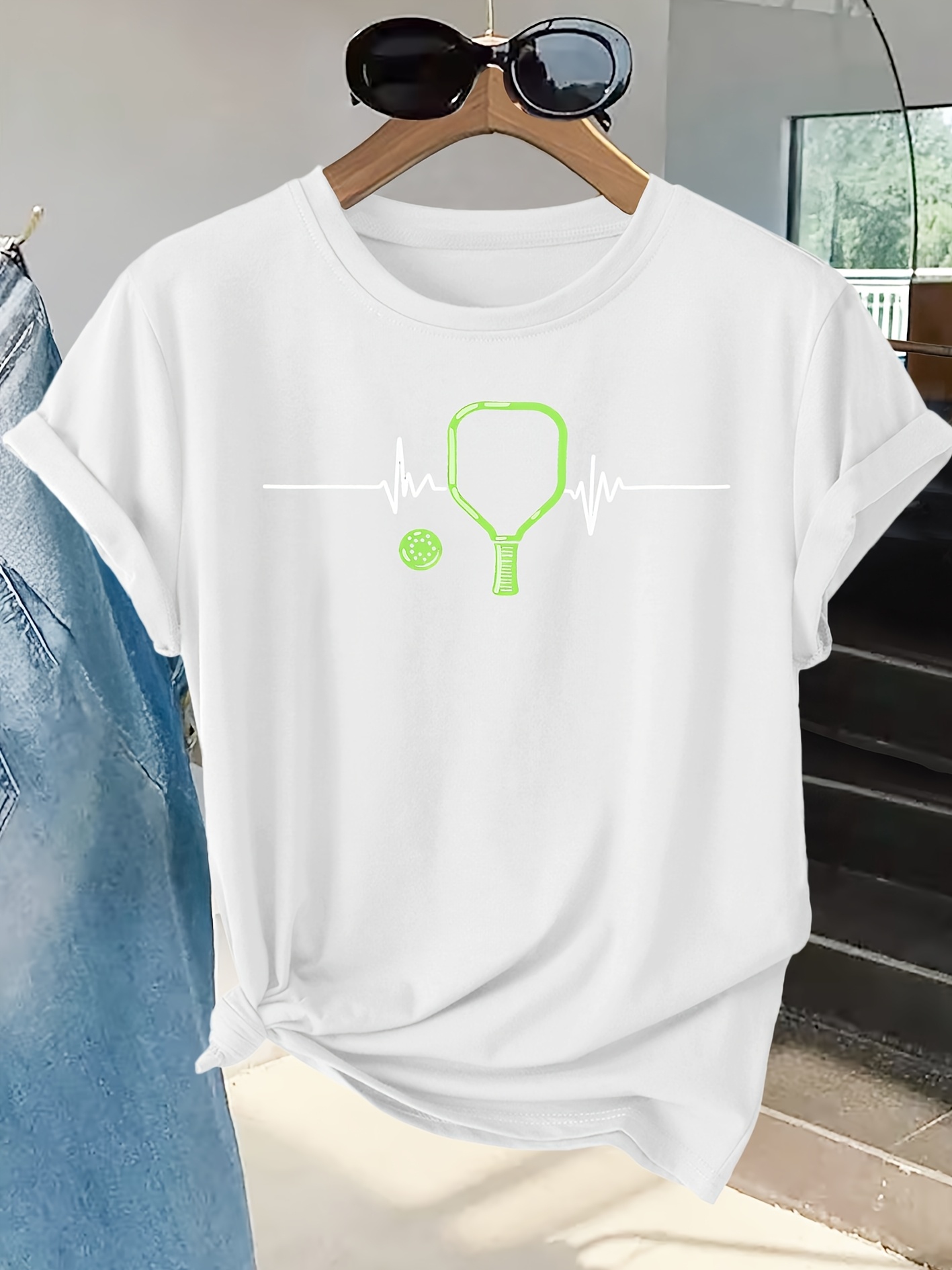 Summer Clothing Pictures - Women's T-shirt Racket Heartbeat Personality Picture