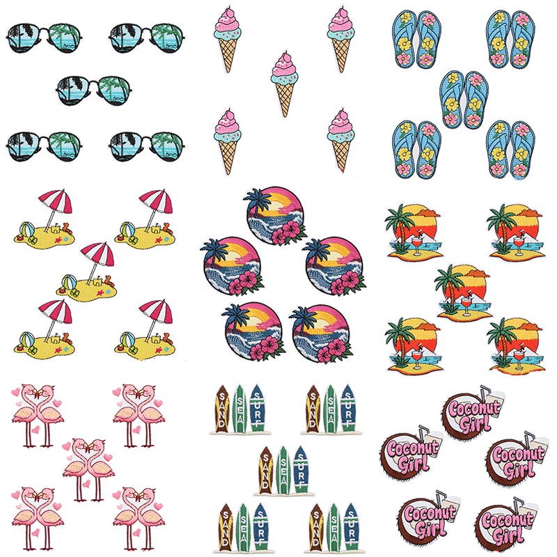 Summer Clothing Pictures - 10PCS Summer Beach Wave Embroidered Patches