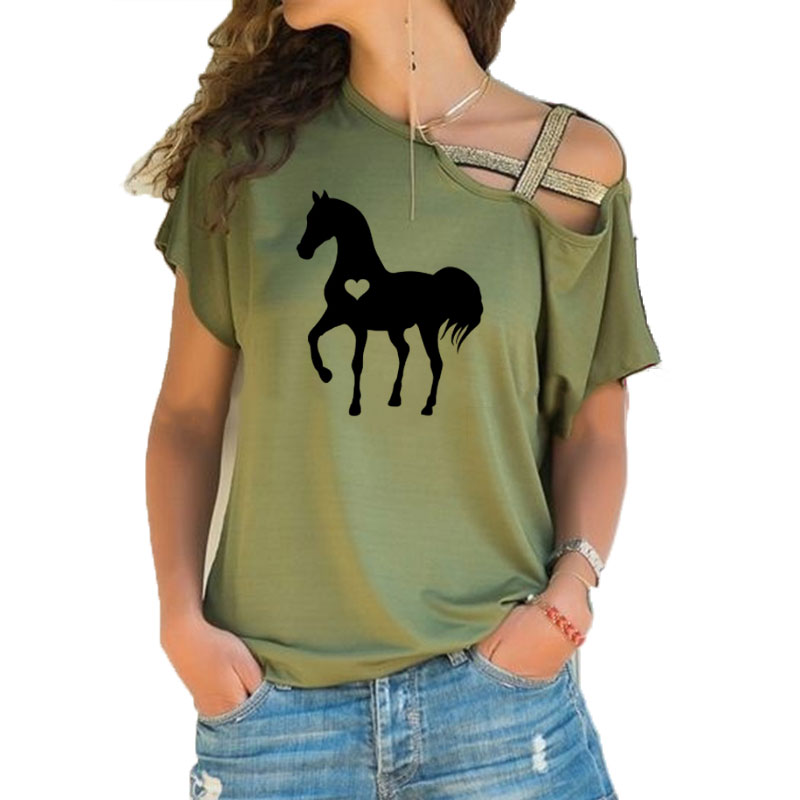 Summer Equestrian Clothing - Summer New Heart horse tshirt gift