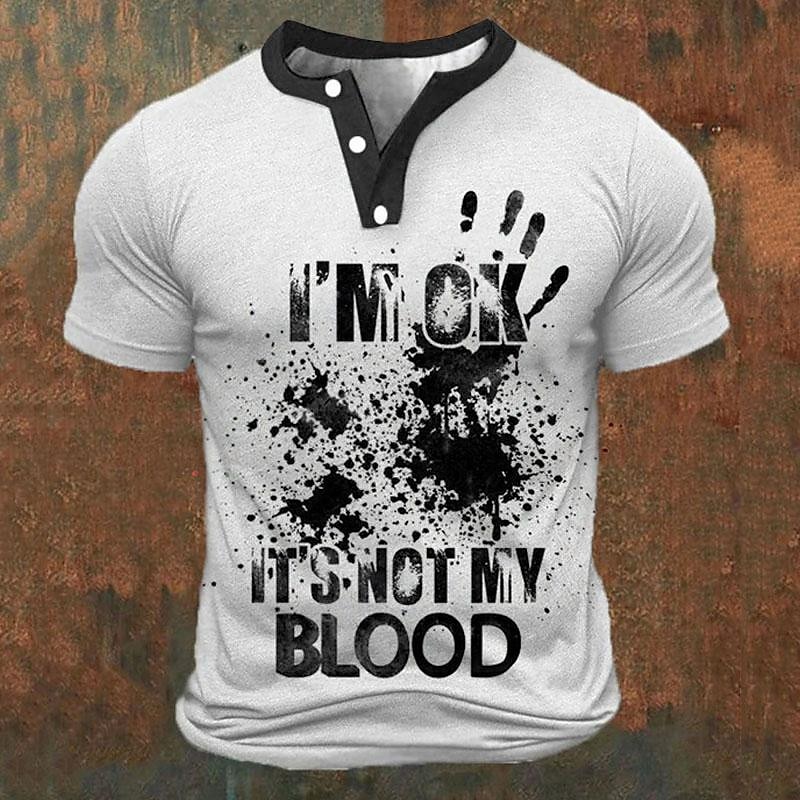 Summer Clothing Men Fashion - Funny 3D Letter Print Men's Henley