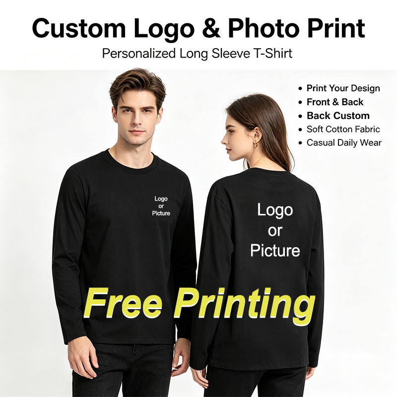 Summer Clothing Men Fashion - Customized Cotton Long Sleeve T-shirts Men
