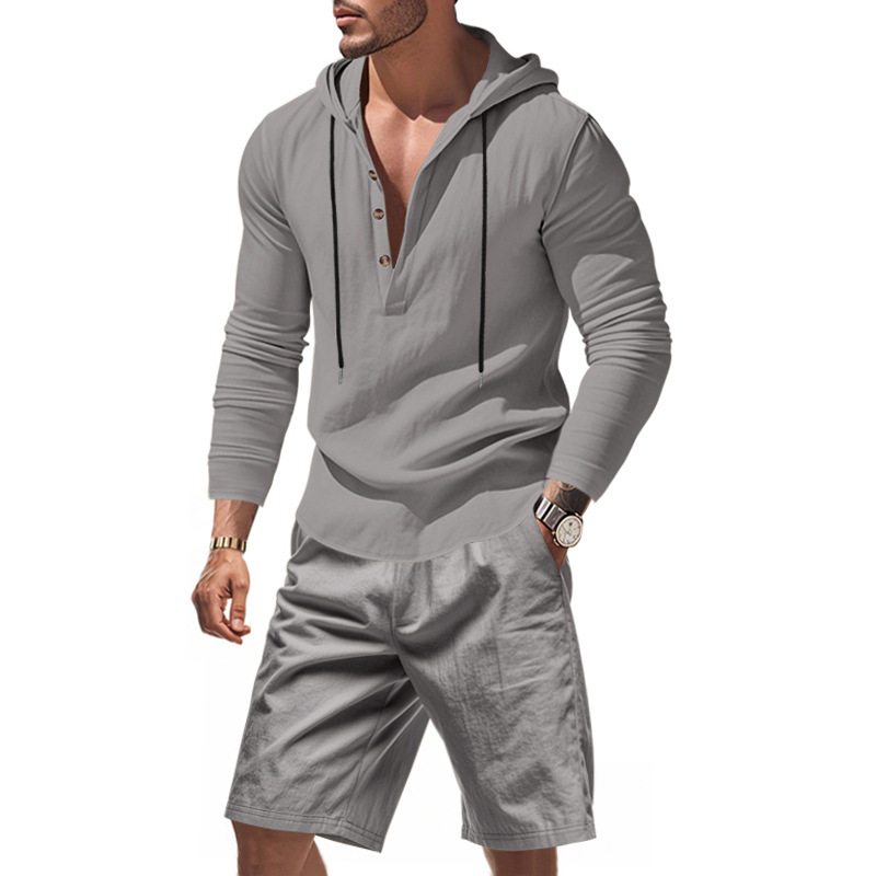 Men's Linen 2 Piece Outfit Hoo - Linen Shorts Men review and price