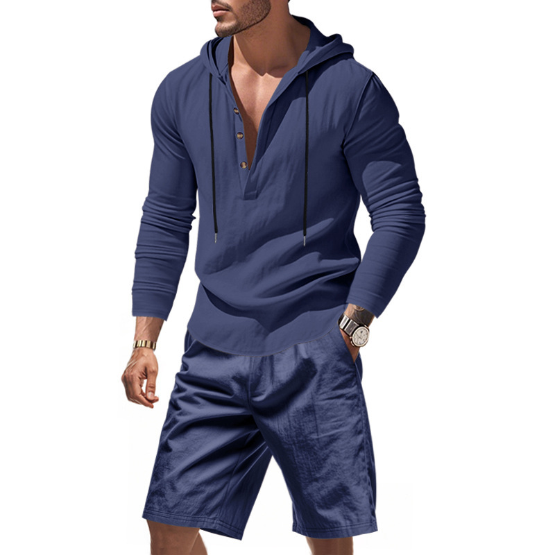 Men's Linen 2 Piece Outfit Hoo - Linen Shorts Men review and price