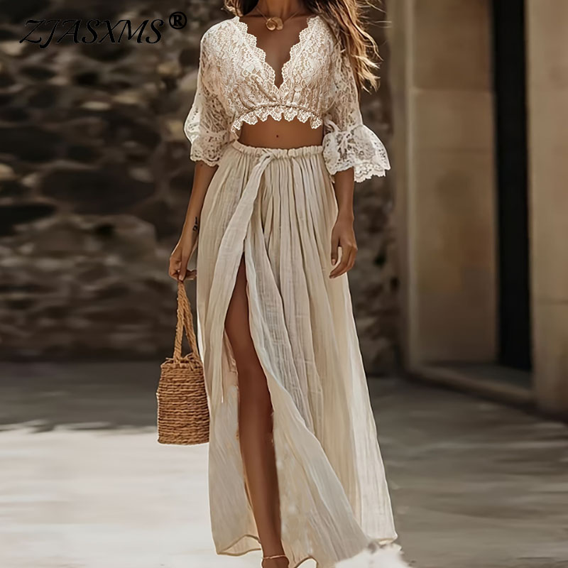 Womens Bohemian Lace Two Piece - Summer Clothing Vacation review and price