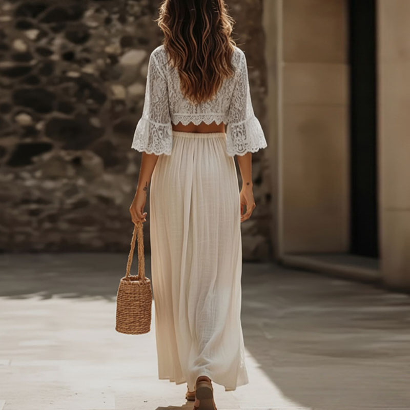 Womens Bohemian Lace Two Piece - Summer Clothing Vacation review and price