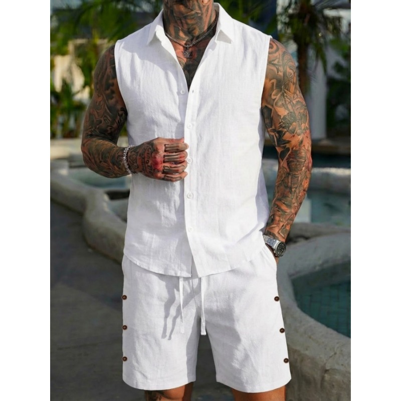Men's 2 Piece Linen Textured S - Linen Shorts Men review and price