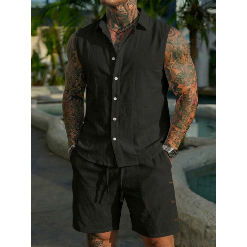 Men's 2 Piece Linen Textured S - Linen Shorts Men review and price