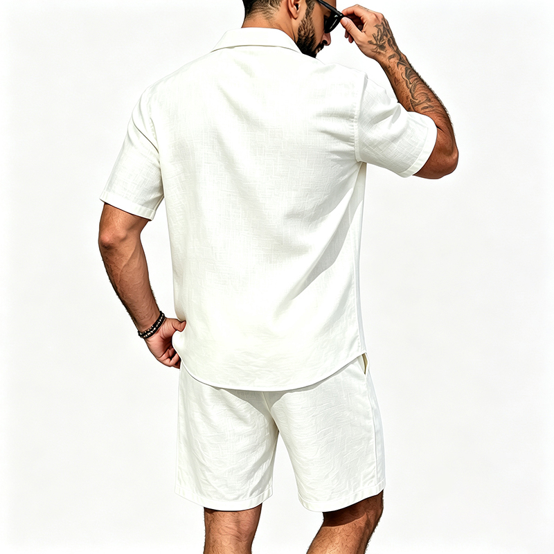 Men Linen Two Piece Outfit Sho - Linen Shorts Men review and price