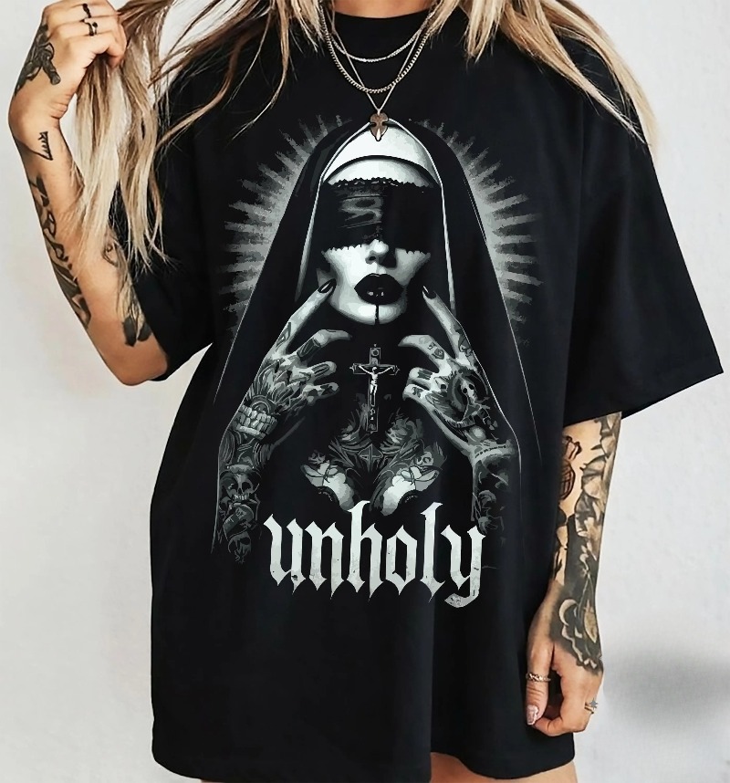 Unholy Nun T-Shirt: Gothic Sat - Summer Goth Clothing review and price