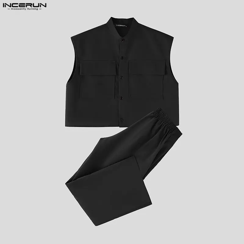 INCERUN Men Sets Solid Sleevel - Summer Clothing Men Fashion review and price
