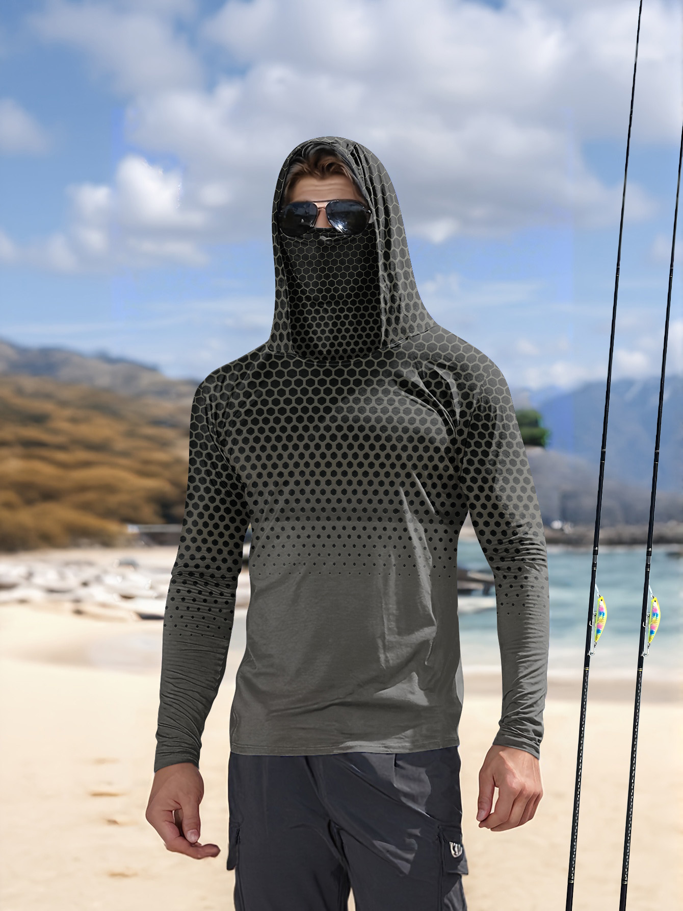 Men Hood Fishing Shirt long sl - Summer Clothing Mens review and price