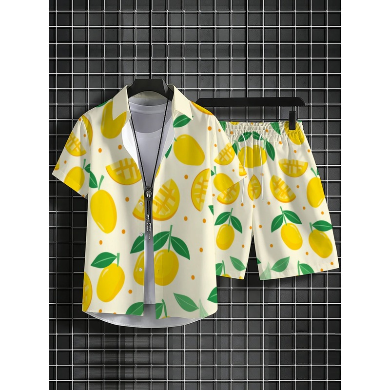 Men Linen Print Short Sleeve S - Linen Shorts Men review and price
