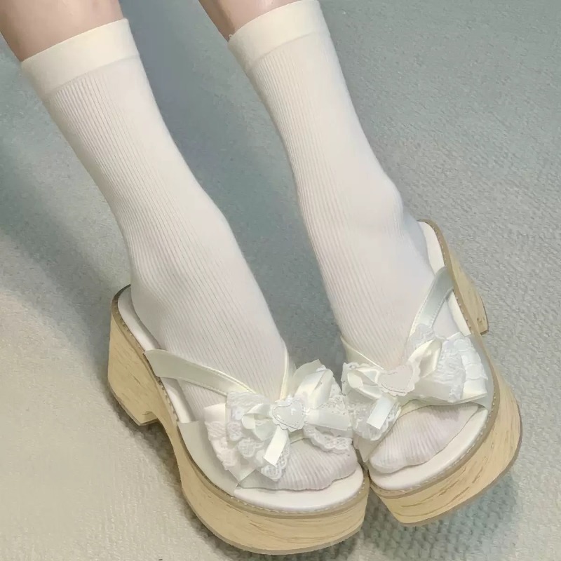 Sweet Bow Wood Grain Thick Bot - Summer Clothing Sale review and price