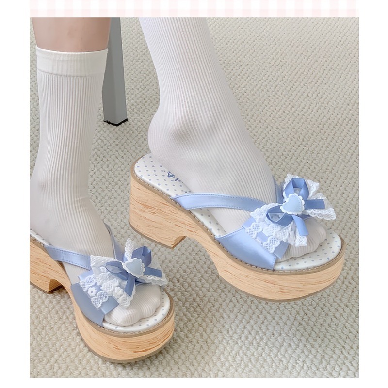 Sweet Bow Wood Grain Thick Bot - Summer Clothing Sale review and price