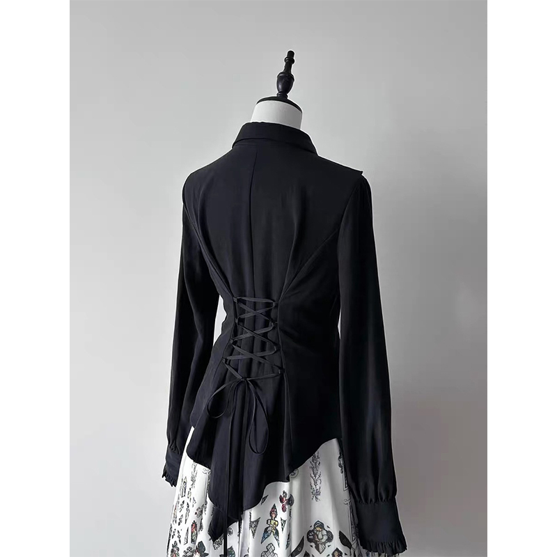 Gothic Ruffles Black Shirts Wo - Summer Goth Clothing review and price