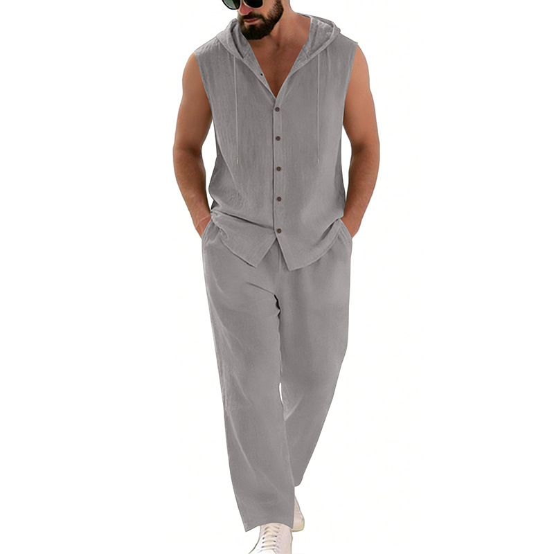 Men's Casual Linen Suit Hooded - Summer Clothing Mens review and price