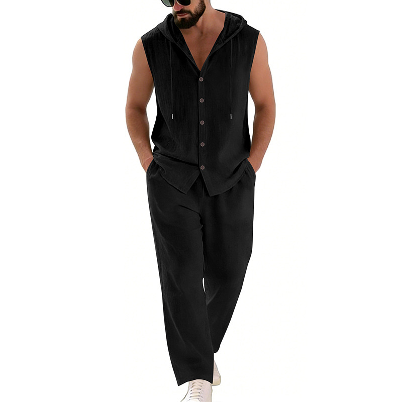 Men's Casual Linen Suit Hooded - Summer Clothing Mens review and price