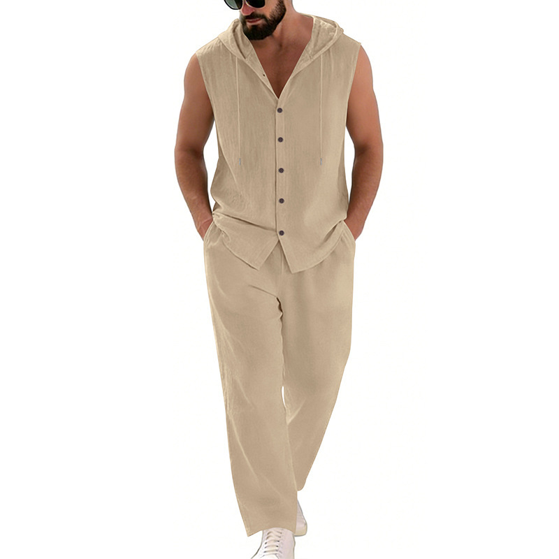 Men's Casual Linen Suit Hooded - Summer Clothing Mens review and price