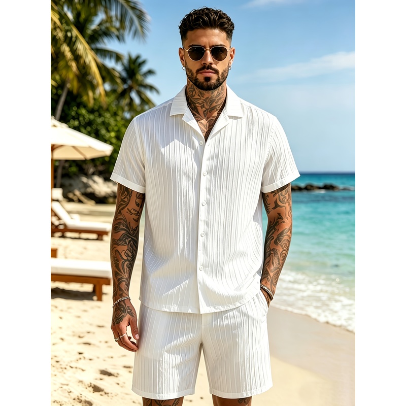 2Men's Summer Casual Suit Set， - Summer Clothing Vacation review and price