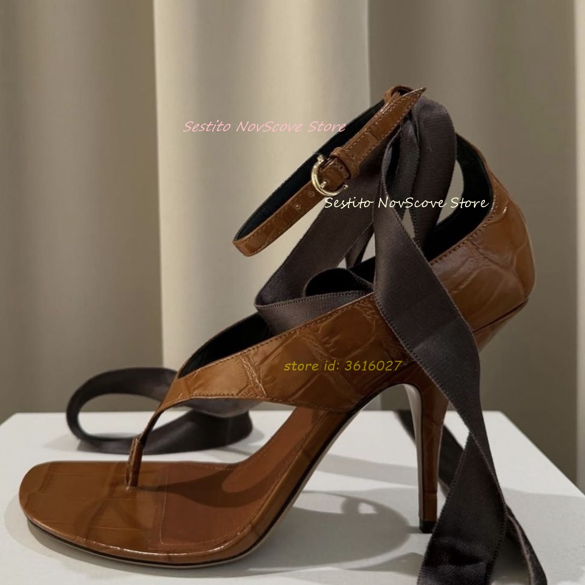 Brown Open Toe Lace Up Sandals - Summer Clothing Sale review and price